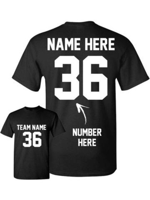 Black jersey with custom name and number 36
